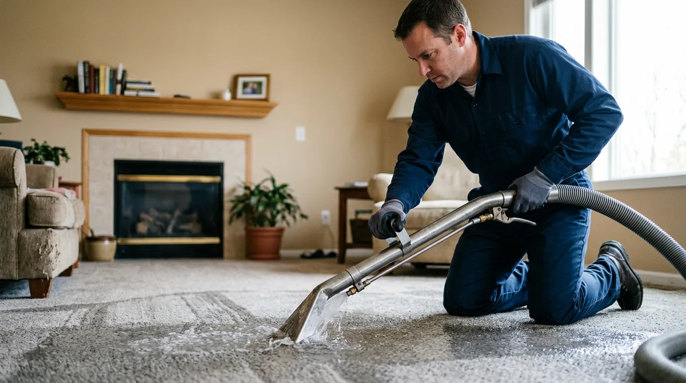 Water damage restoration technician working near Stafford Springs, CT